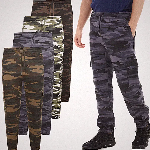 Herren Fleece Cargo Combat Camouflage Jogginghose Army Trainingsanzug Jogginghose Hose