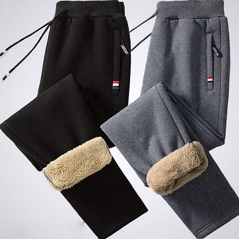 Herren Fleece gefütterte Thermohose sportliche Jogginghose Winter warme Hose
