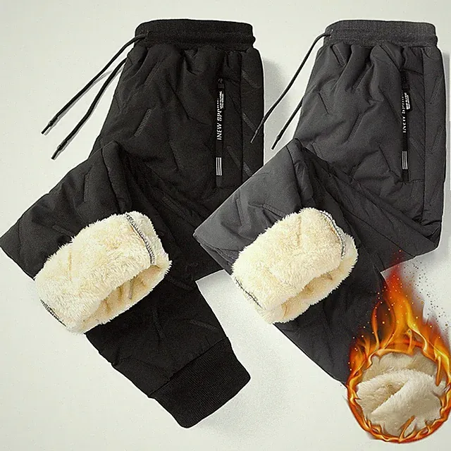 Herren Fleece gefütterte wasserdichte Thermohose sportliche Jogginghose warme Winterhose