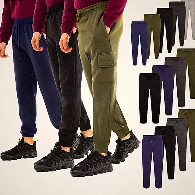 Herren Fleece Gummizug Jogginghose Bündchen Freizeithose Training Jogger
