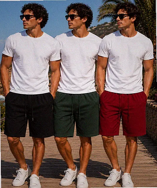 Herren Fleece Gym Shorts RV TASCHEN Jogginghose Gummibund halbe Hose