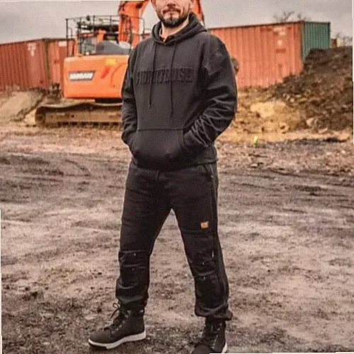 Herren Fleece Jogger Arbeit Reißverschlusstasche Jogginghose Knieeinsätze Baustellenhose Größe