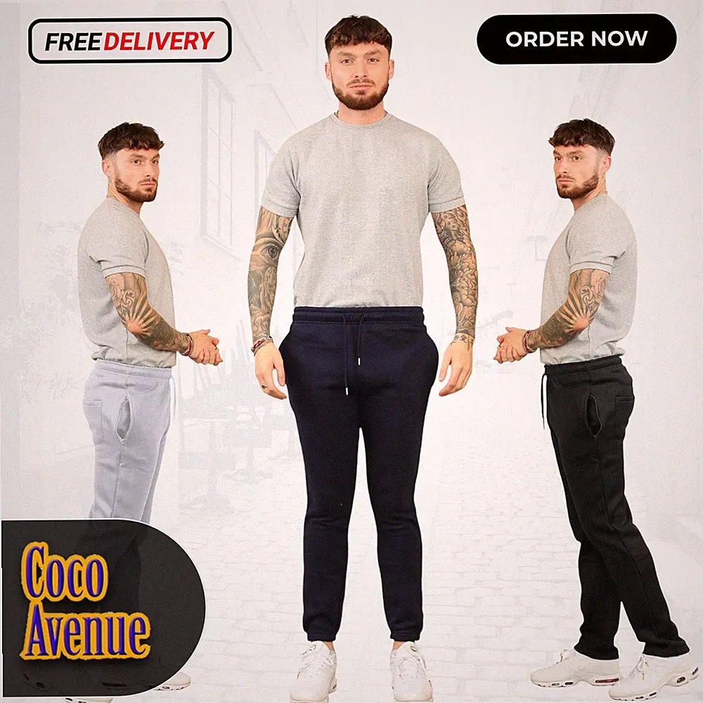 Herren Fleece Jogginghose Elastischer Saum Bündchen Hose Freizeit Sweathose Unterteil