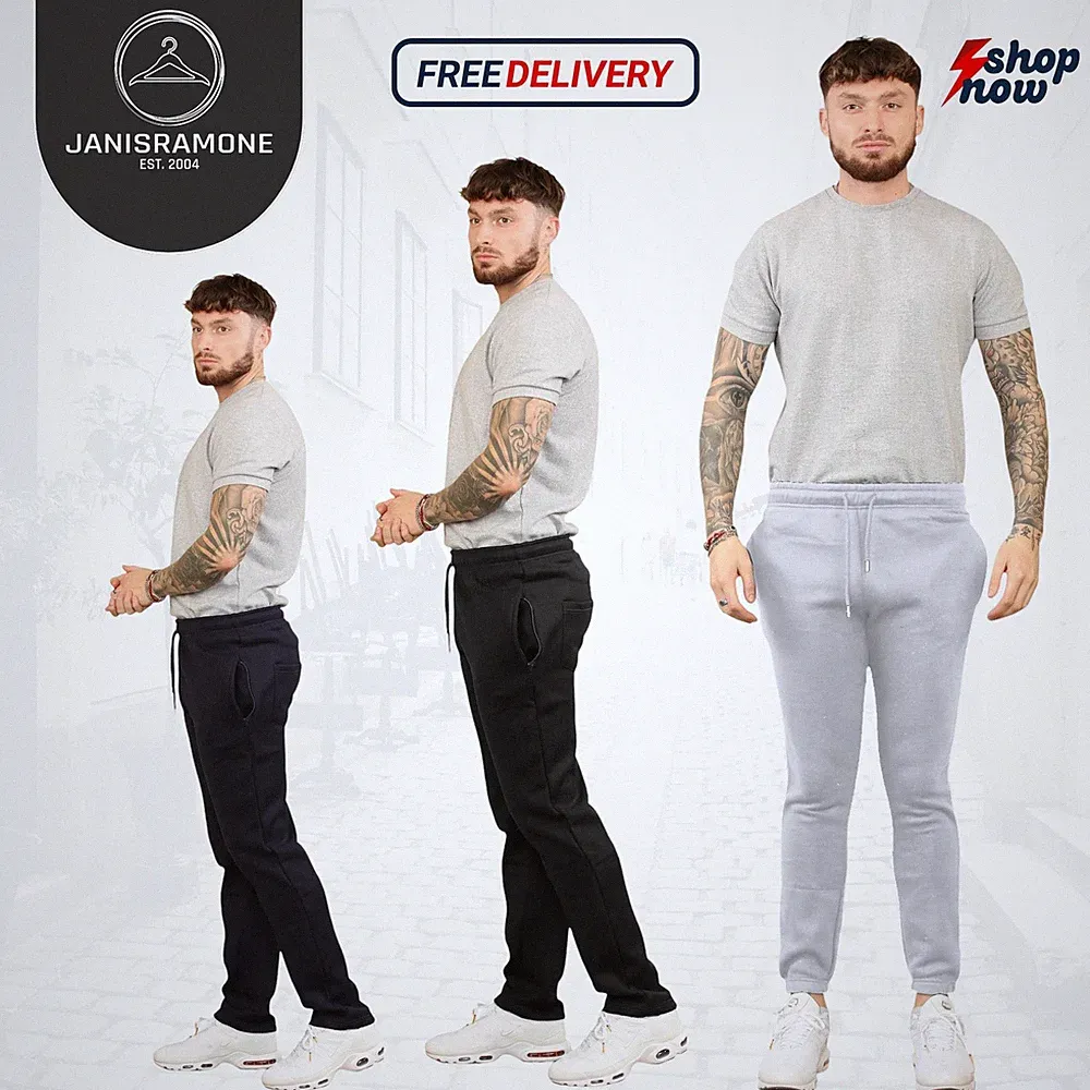 Herren Fleece Jogginghose Gummibündchen Hose Freizeit Jogger Sweatpants
