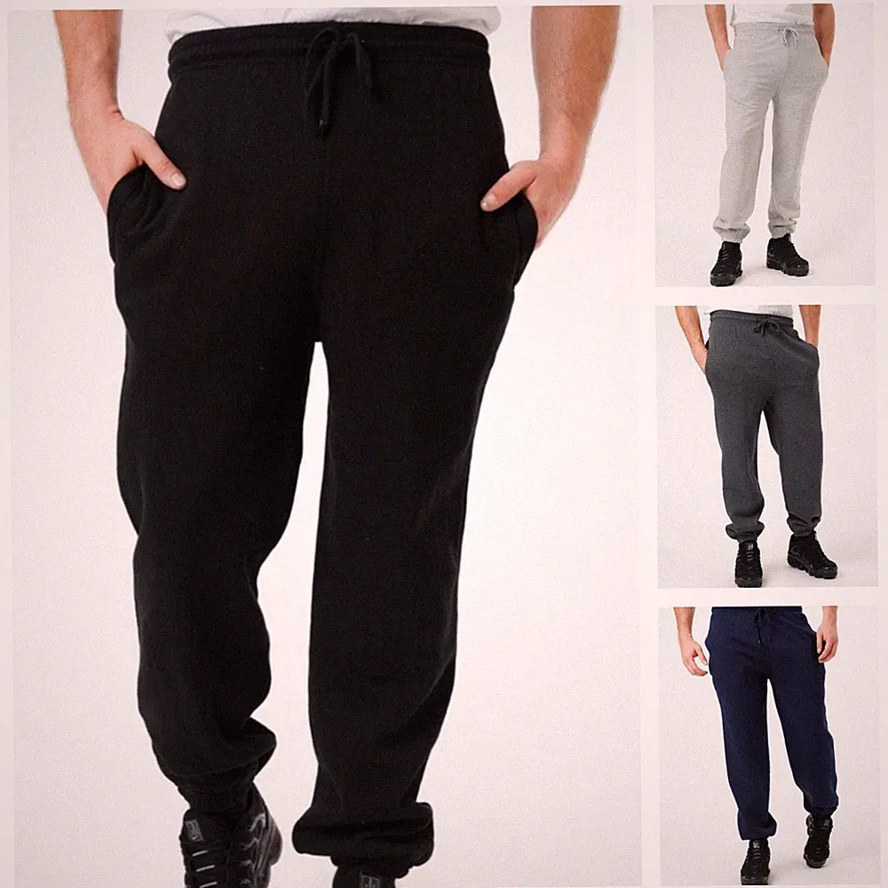 Herren Fleece Jogginghose Hose Gummibund Jogging Hose Freizeit Trainingshose
