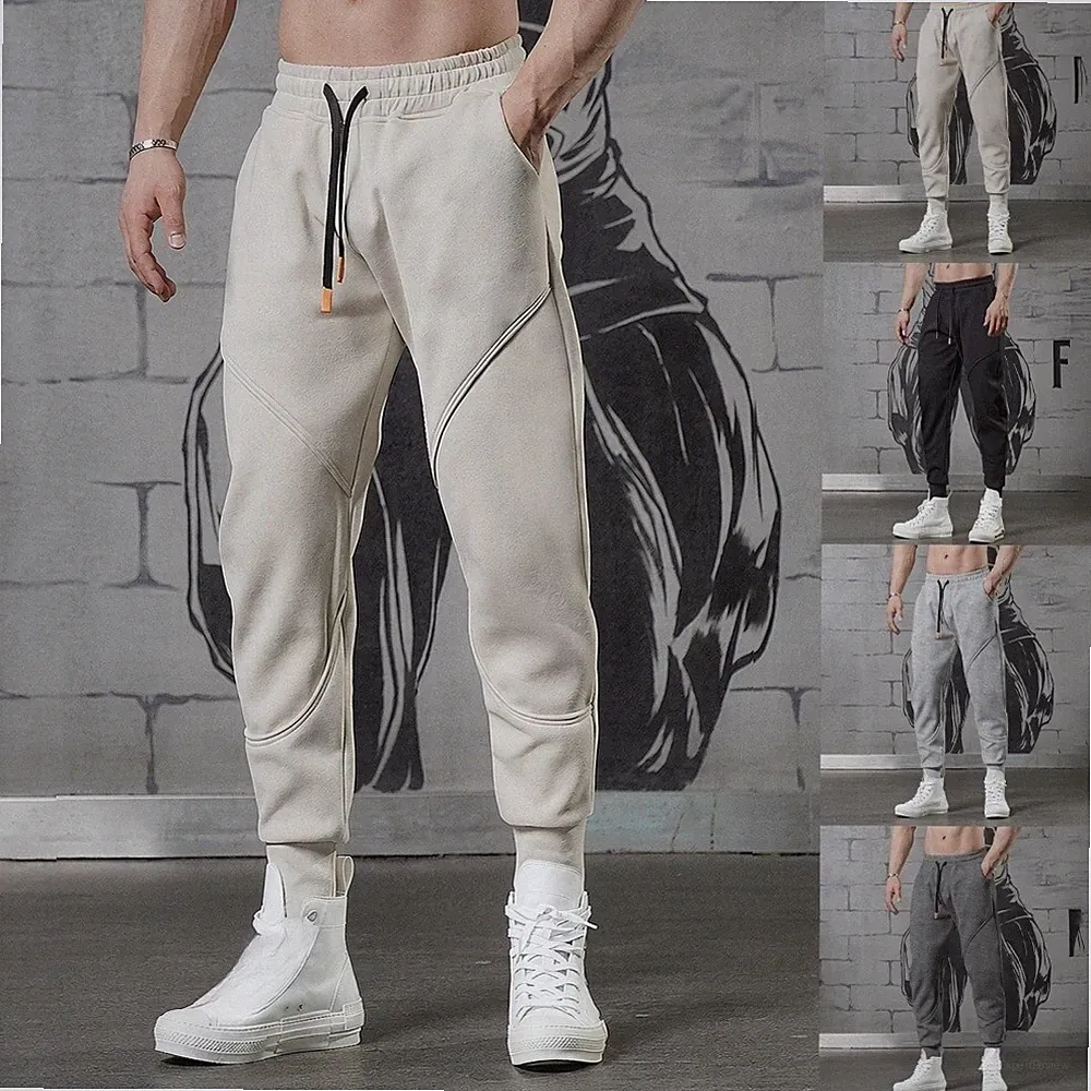 Herren Fleece Jogginghose mit Bündchen Einfarbig Knöchellang Straight Fit Dail