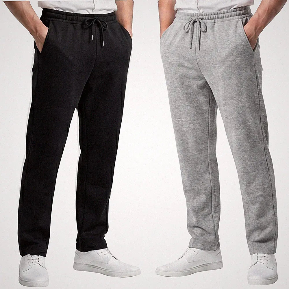 Herren Fleece Jogginghose offener Saum Trainingsanzug Sweatpants Gym Trainingshose