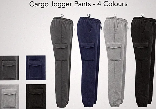 Herren Fleece Jogginghose RV Taschen Hose Uni Bündchen Saum Joggers Trouser