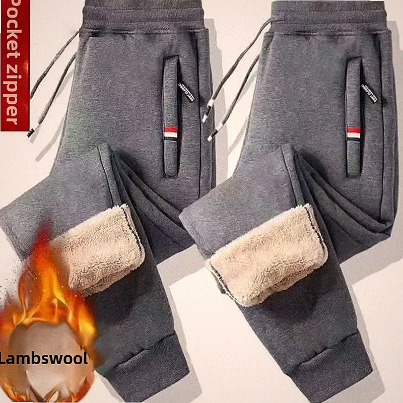 Herren Fleece Jogginghose Winter Warm Verdickt Casual Lose Fit Lange Hose