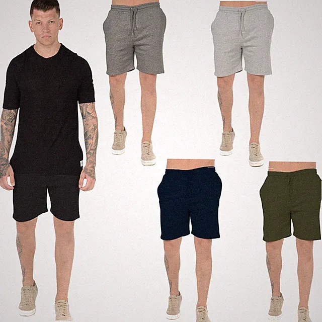 HERREN FLEECE SHORTS JERSEY SWEAT SOMMER SPORT JOGGINGHOSE FREIZEIT UNI LOUNGE HOSE