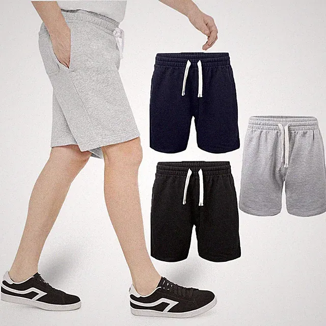 Herren Fleece Shorts Jersey Uni Gummizug Gym Sweat Plus Jogger Jogging S-5XL