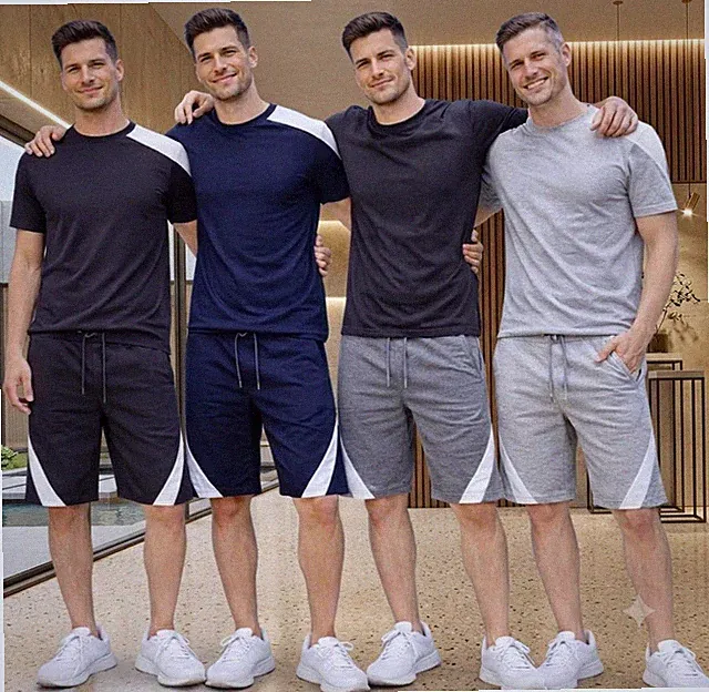 Herren Fleece Shorts mit Reißverschlusstaschen - Sommer Sweat Jogger Anti-Schweiß Shorts