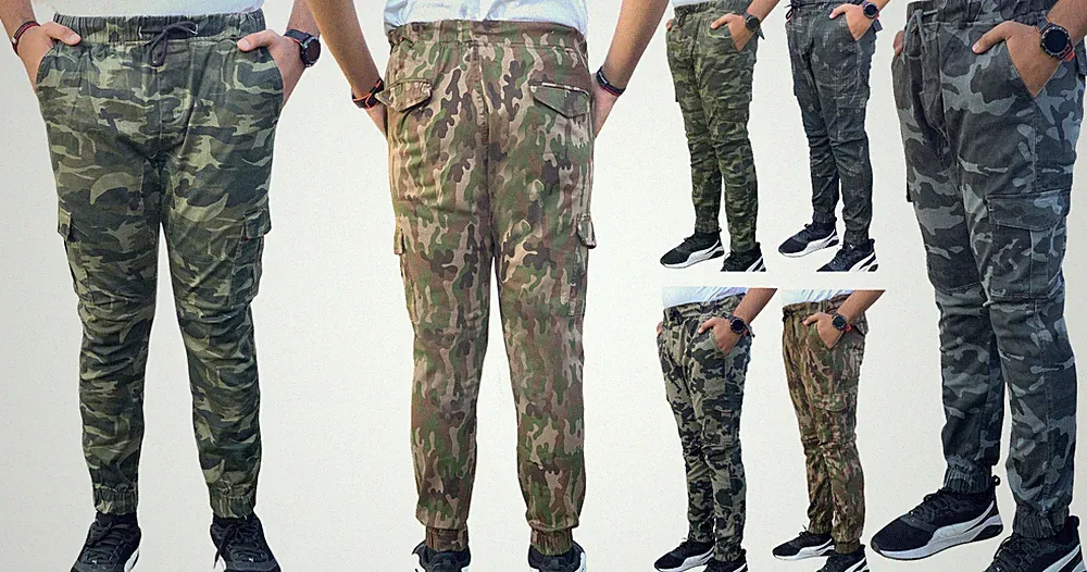 Herren Freizeit Cargo Hose Army Camouflage 6 Taschen Jogginghose Männer Hose GR 34