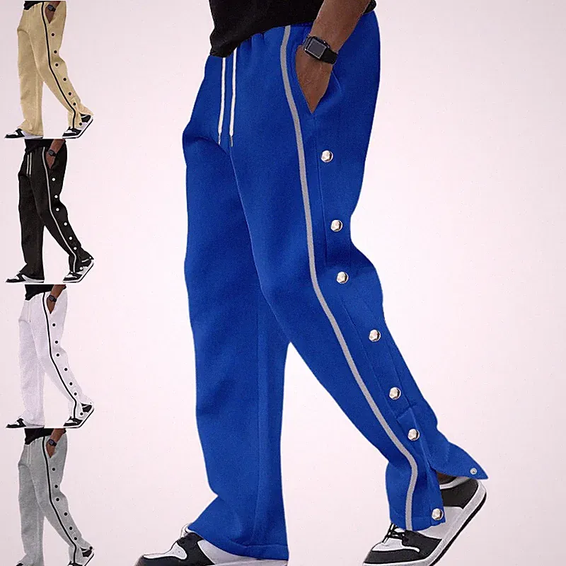 Herren Freizeit Hosen Knopfhose Reha-Hose mit Druckknöpfe Sporthose Traningshose