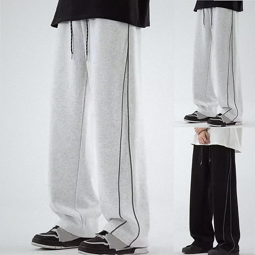 Herren Freizeit Jogginghose Baggy Loose Fit Weites Bein Sporthose Stretch Stoff