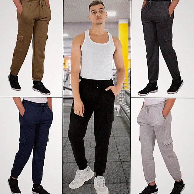 Herren Freizeit Jogginghose Sweathose Fleece Cargo Tasche Hose Jogging Unterteil