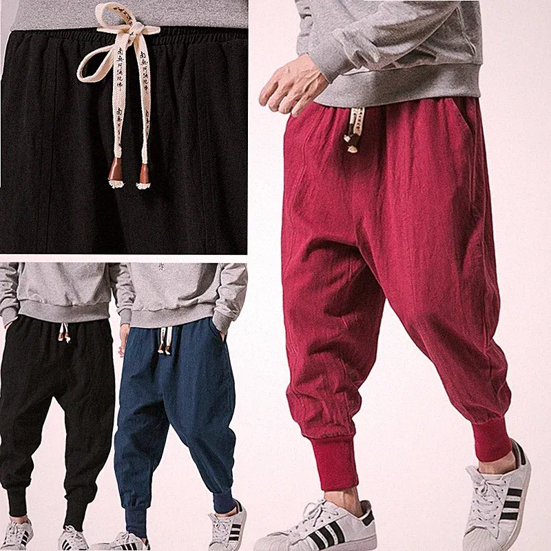 Herren Freizeit Locker Harem Hose Stra Hose Baggy Hippie Japanisch Lange Hosen