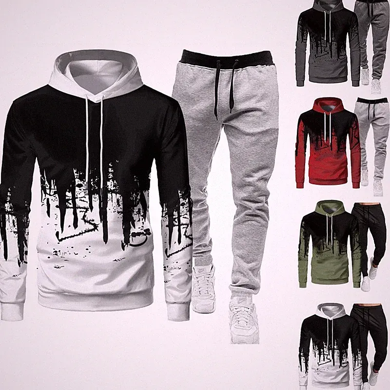 Herren Freizeit Trainingsanzug Baggy Jogginganzug Casual Hoodie Tracksuit Set