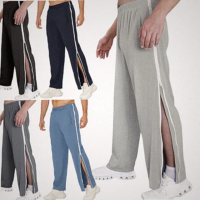 Herren Freizeit Trainingshose Lose Reha Hose mit Zipper Für Ambulanz Kur Ortho