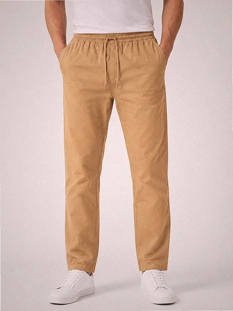 Herren Freizeithose 2XL Beige Baumwolle Stretch Jogginghose mit Gummibund
