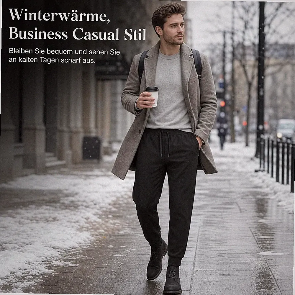 Herren Freizeithose Winter, Thermo Freizeithose für Business Casual, mit