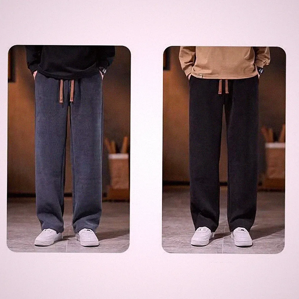 Herren für freizeit Cordhose Gummibund Dicke Fleece Jogginghose