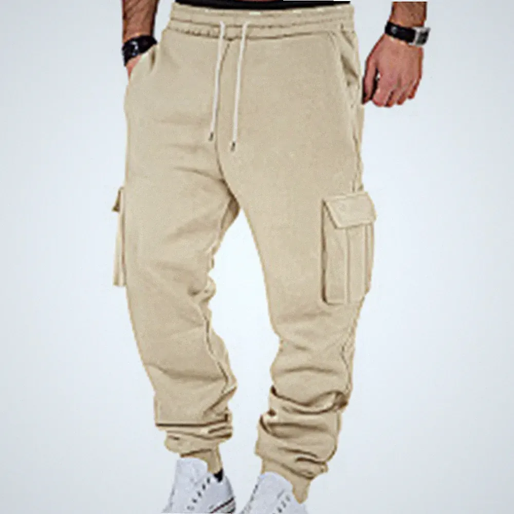 Herren für FREIZEIT Fleece gefütterte Cargohose Jogginghose dicker Kordelzug