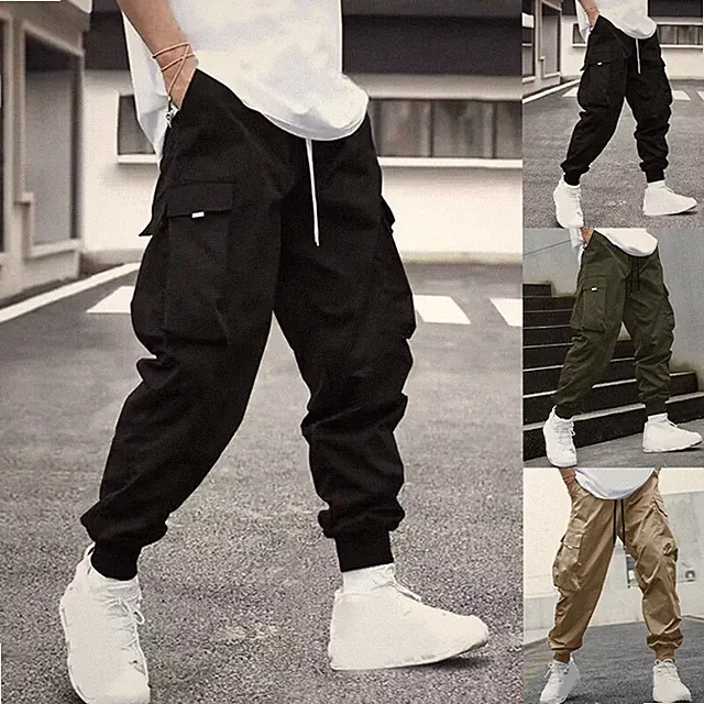 Herren für freizeit Haremshose Jogginghose Stil mit großen Cargotaschen feste