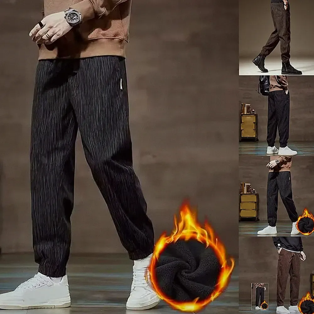 Herren für freizeit Jogginghose dick warm Fleece gefüttert lockere Passform Hose
