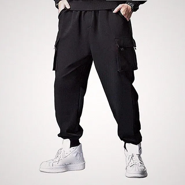 Herren für freizeit Paket Fuß Jogginghose Loose Fit Solide Cargohose Mehrere