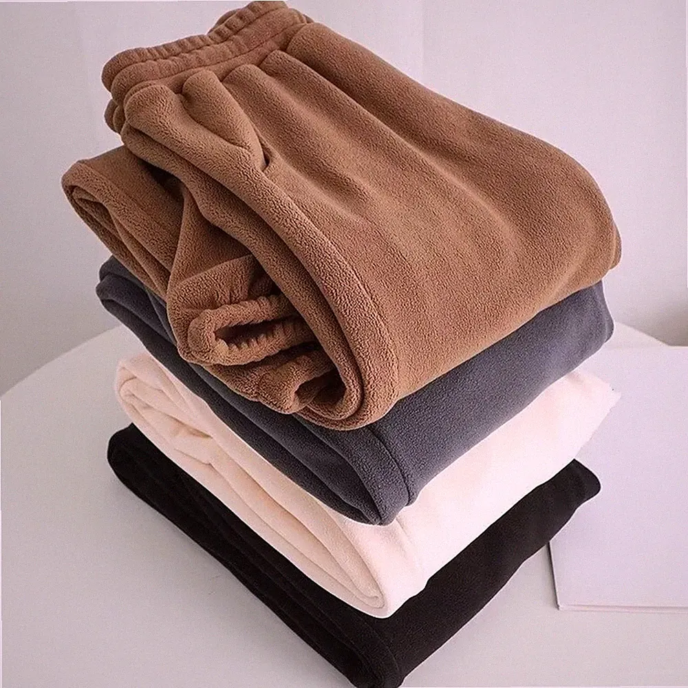Herren für freizeit Winter Fleece Hose doppelseitig weich locker Jogginghose