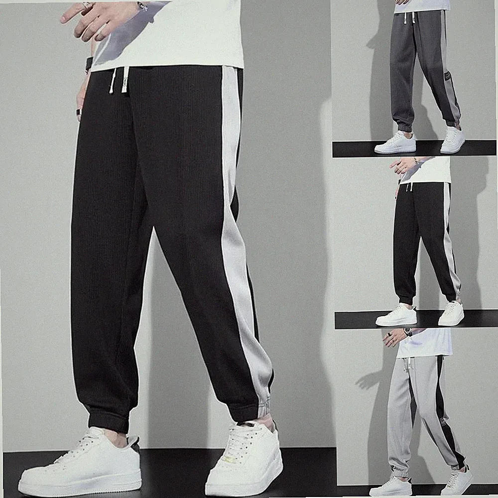 Herren Full Length Patchwork Jogginghose Slim Fit Bündchen Hose Polyester