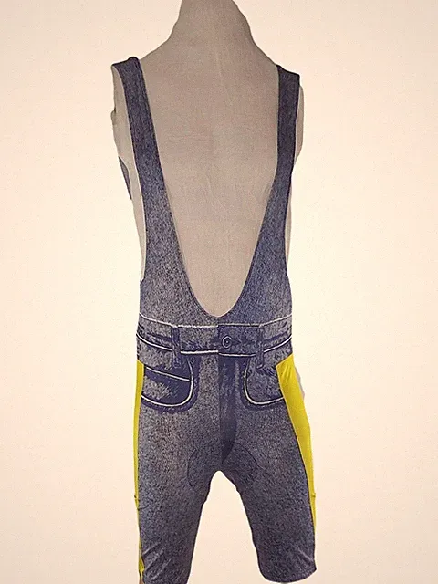 Herren Ganzanzug blau Größe XL ärmellos Radfahrer Denim Print Vintage