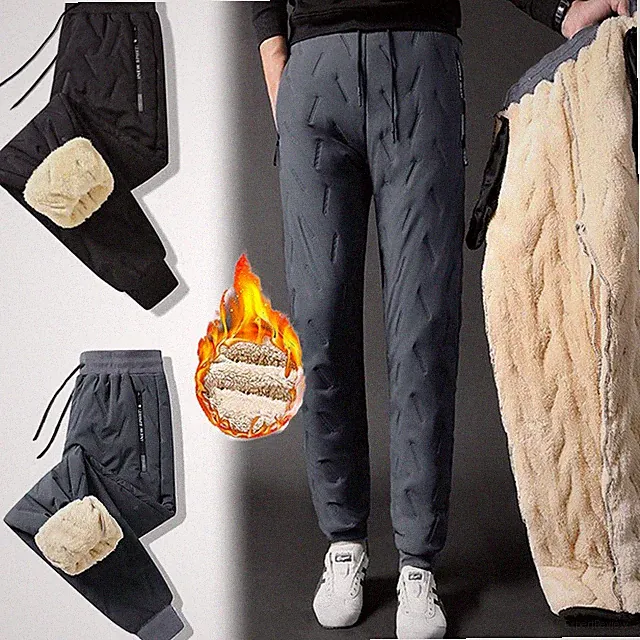Herren Gefütterte Fleece-Hose Elastische Taille Warm Thermohose Lässiger Komfort