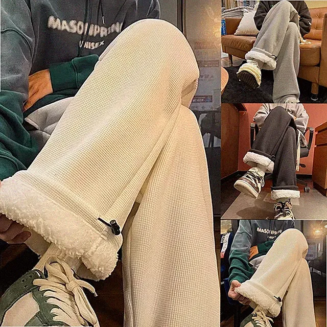 Herren gerade für freizeit Jogginghose dick Fleece gefüttert warme Hose für