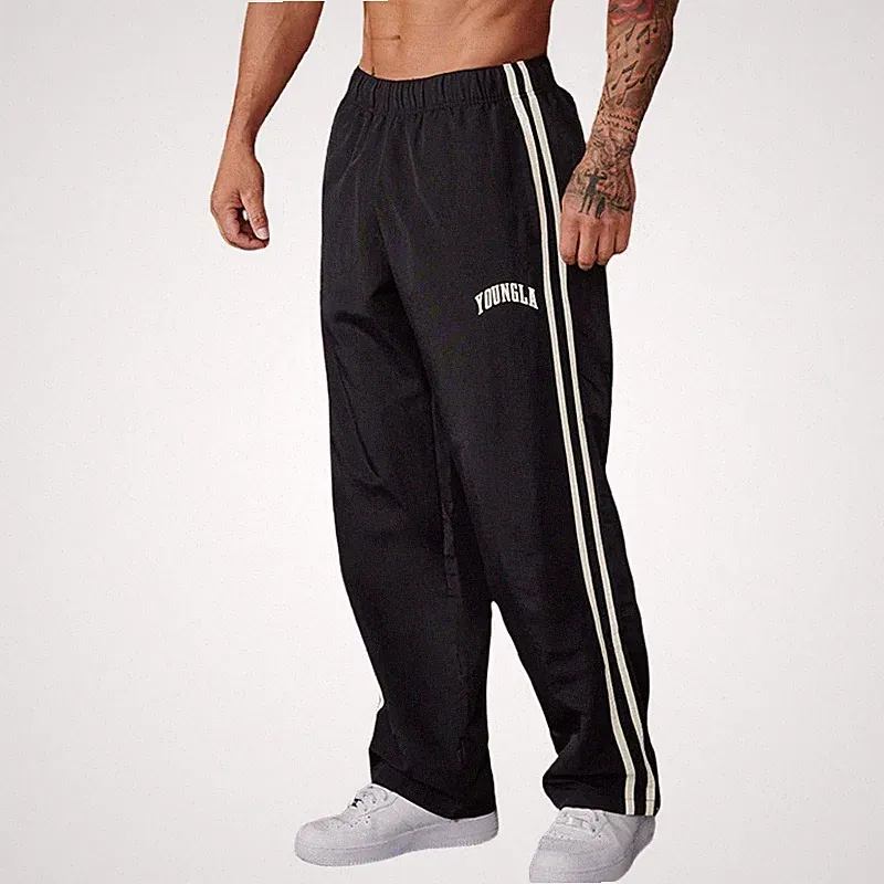 Herren Gestreift Loose Fit Jogging Hose Sport Pants Casual Freizeit Still S-2XL