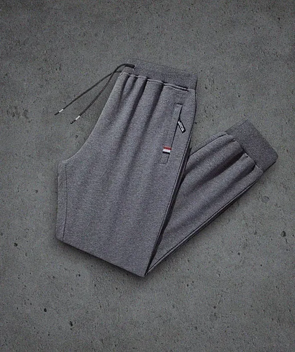 Herren Grau Jogginghose mit geradem Bein und Zip-Taschen