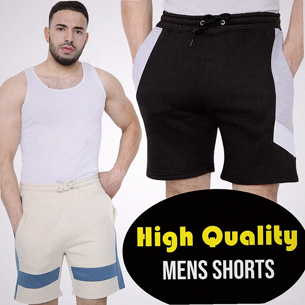 Herren Gym angerautes Fleece Cargo Jogginghose Laufshorts elastischer Bund Jersey Hose