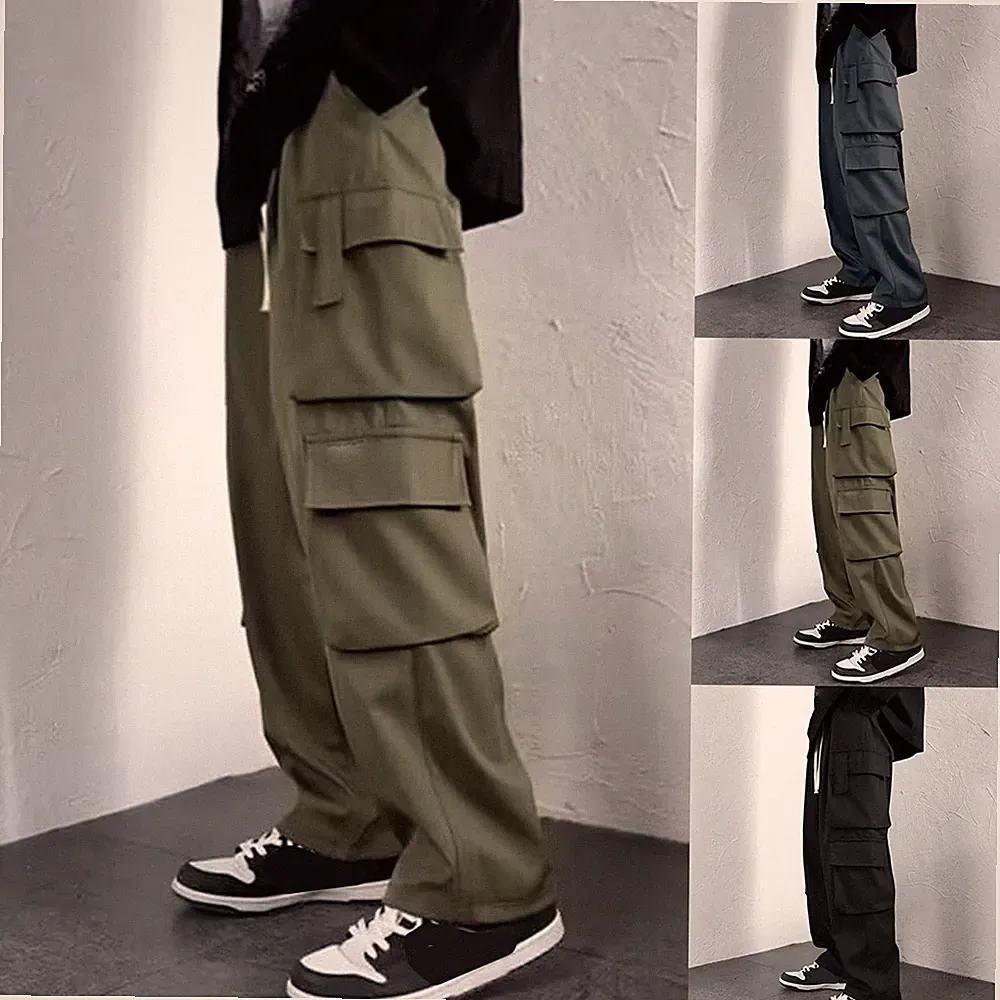 Herren Gym Jogginghose Sweatpants Loose Fit Cargo Style Straight Leg Hose