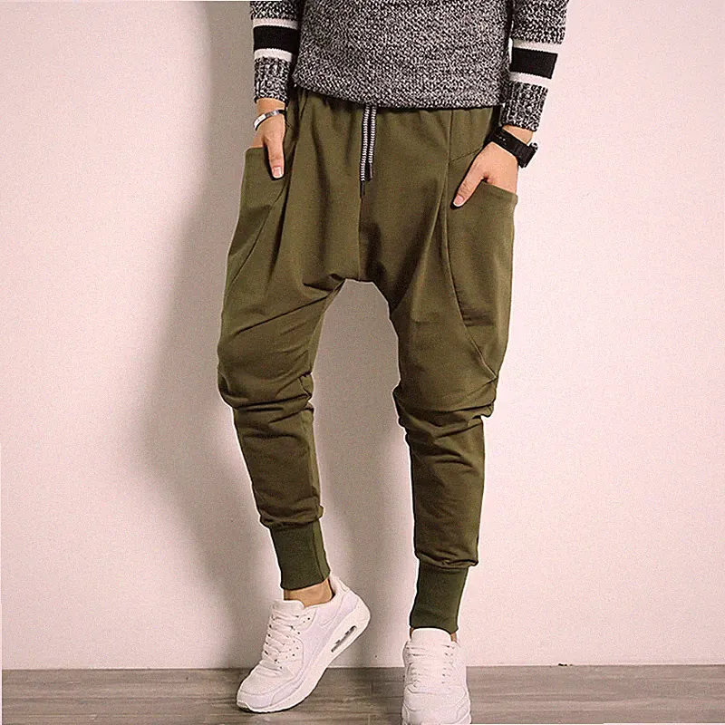 Herren Harem Jogginghose Niedriger Schritt Elastisch Regulär Tapered