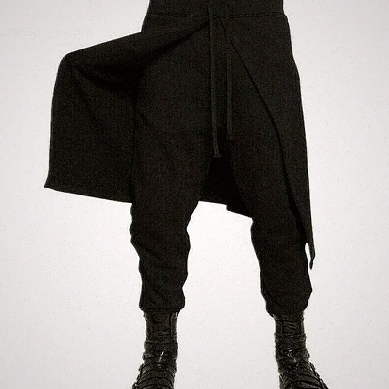 Herren Haremhosen Punk Gothic Steampunk Casual Lockere Taille Elastisch NR9