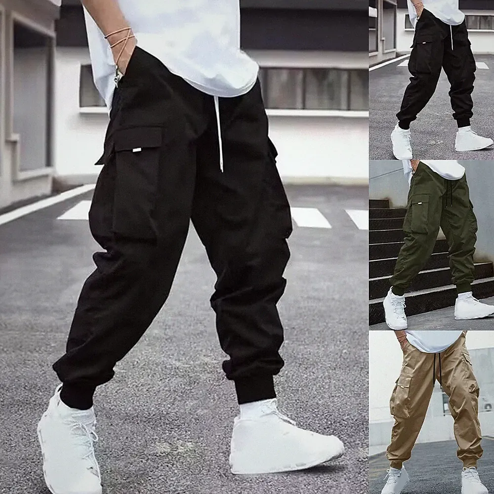 Herren Harems Jogginghose in voller Länge mit für mehrere Cargohose