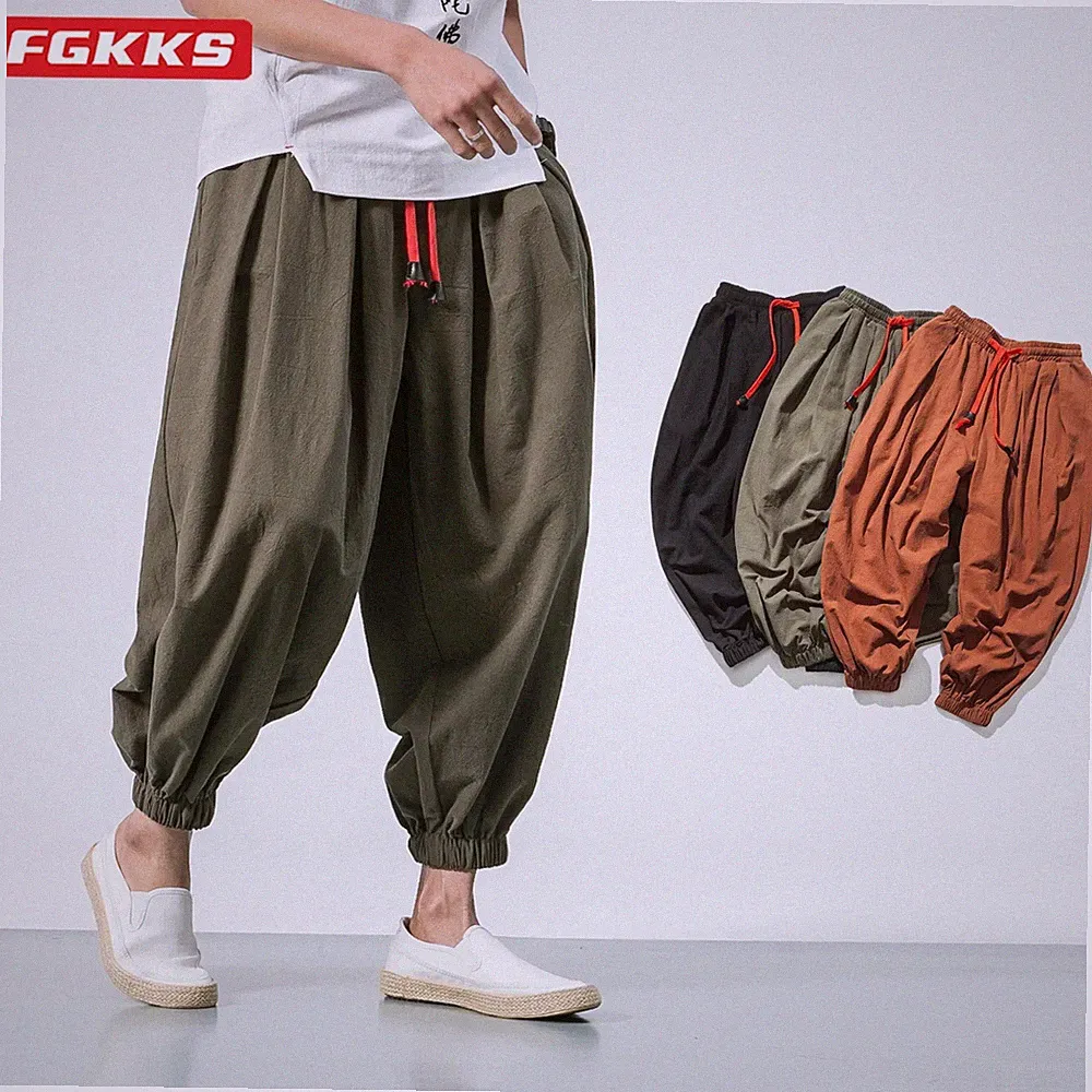 Herren Haremshose Pluderhose Loose Fit Oversize Sommerhose Freizeithose Casual