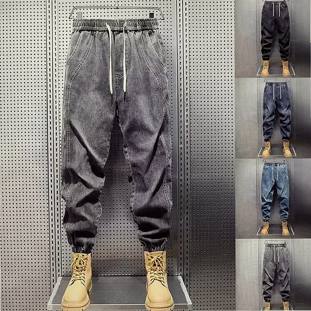 Herren Haremshose volle Länge Gummibund Polyester lose Jogginghose