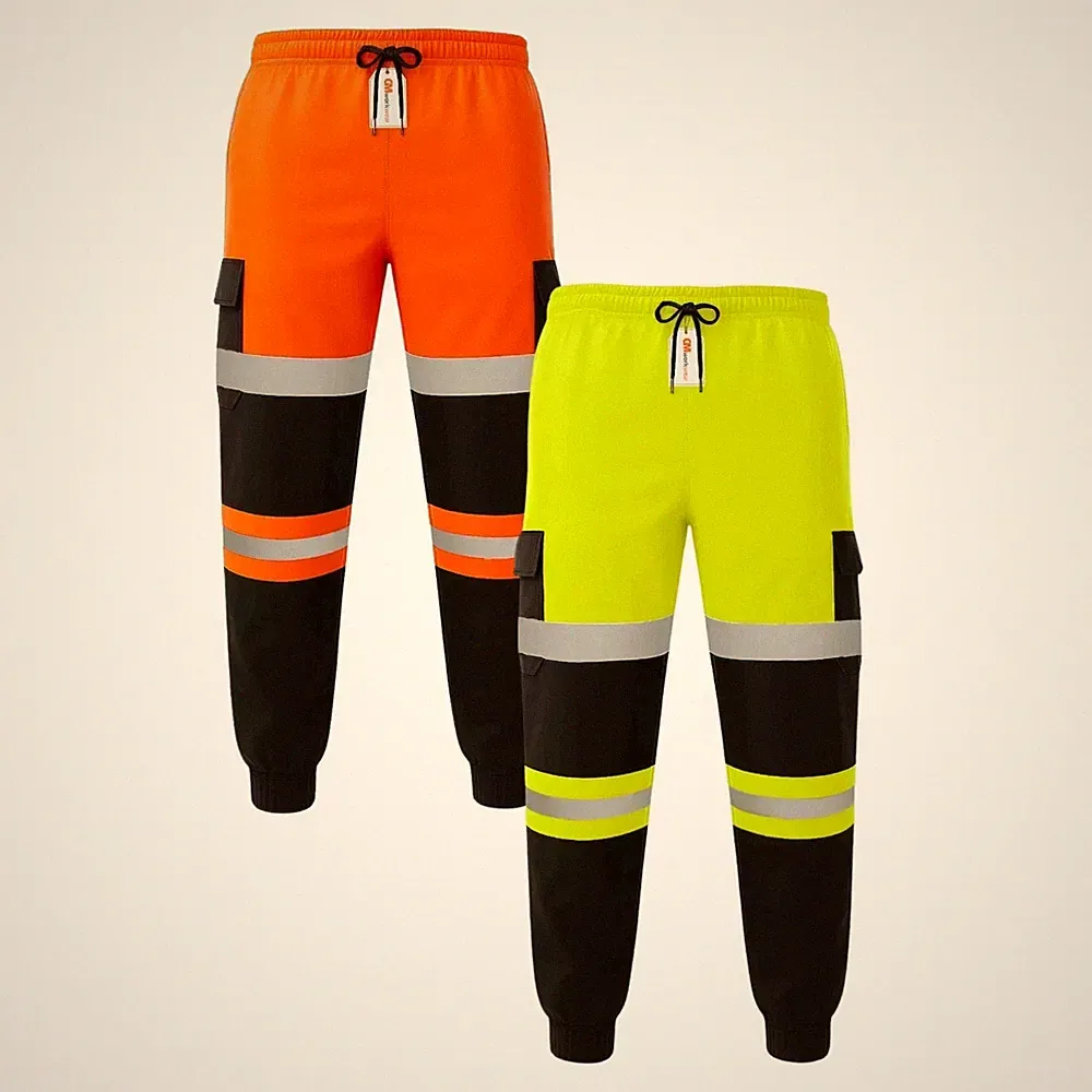 Herren Hi Vis Jogginghose Klasse 3 wasserdicht Knieschützer Thermo Fleece Sicherheitshose