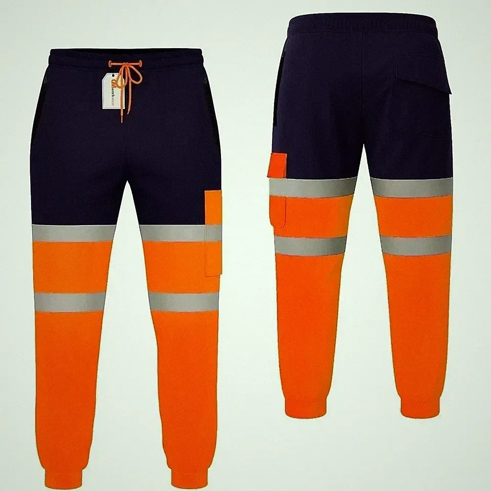 Herren Hi Vis Pro wasserdichte Thermo Jogginghose verstärktes Knie Arbeitshose PSA
