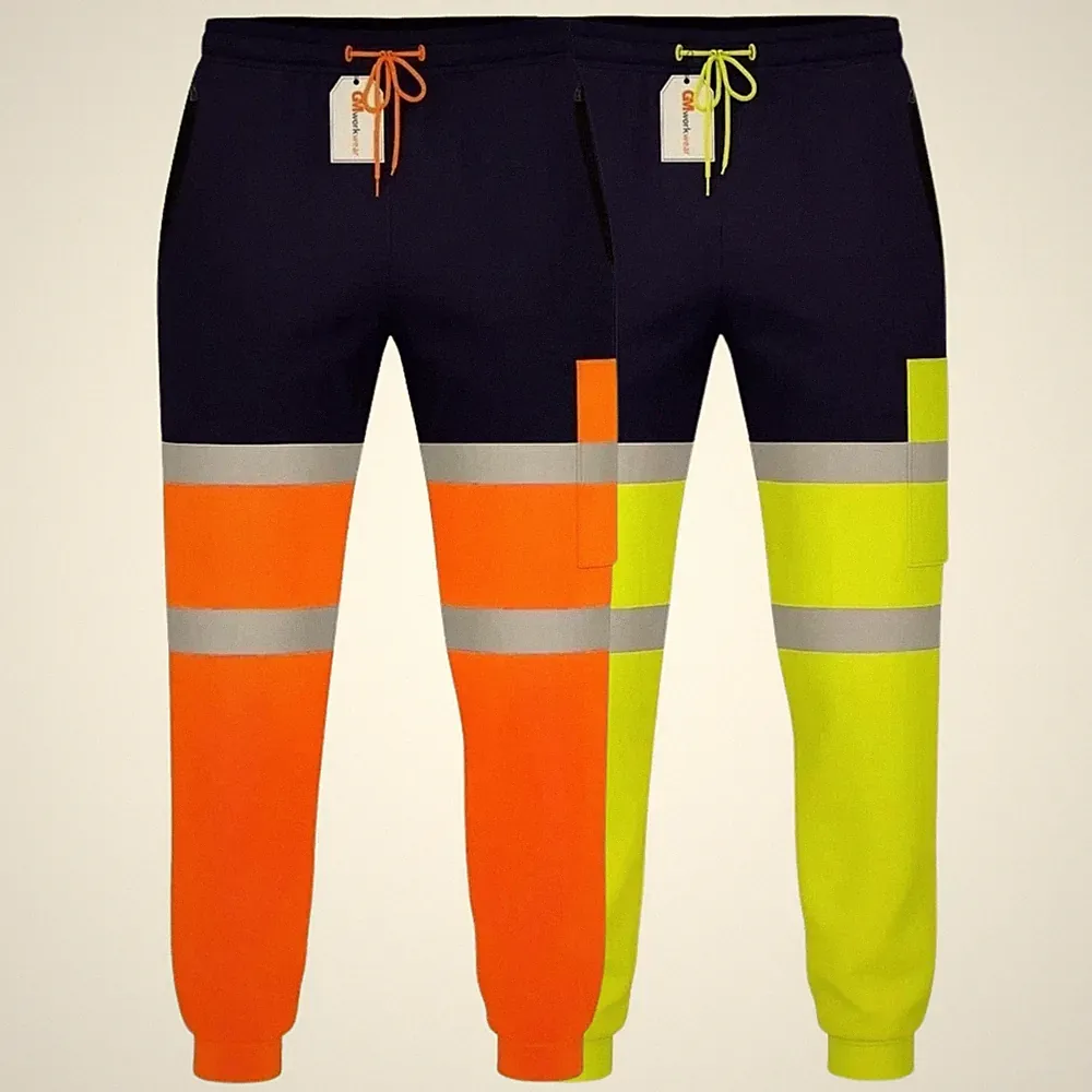 GM Workwear Hi Vis Thermo Jogginghose Wasserdicht Knie Arbeitshose Sicherheit PSA Herren