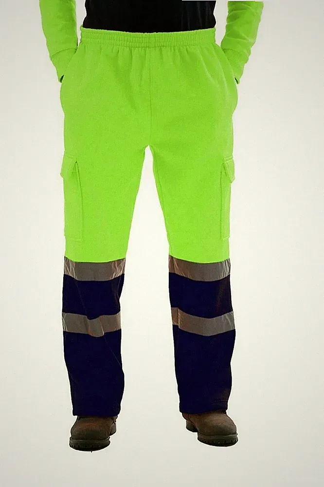 Herren Hi VIS VIZ JOGGINGHOSE ARBEITSKLEIDUNG SLIM FIT HOSE SICHERHEIT JOGGINGHOSE SWEAT