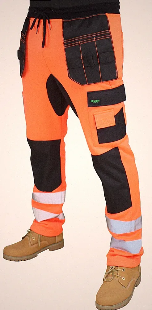 Herren Hi Viz Arbeitshose Fleece Arbeits Jogginghose Armeehose ST-02