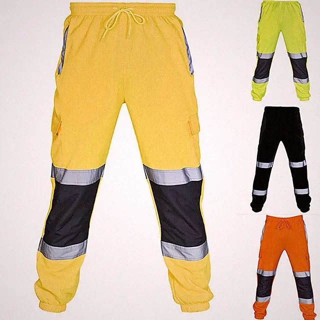 Herren Hi Viz Arbeitshose Trainingshose reflektierendes Jogginghosen SporthoseQF